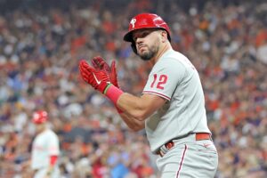 Kyle Schwarber in Game 1 of the World Series against the Houston Astros.